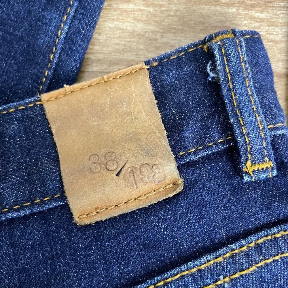 Raleigh Selvedge Straight Leg Jeans 25 Blue White Oak Cotton Stretch USA 27x28